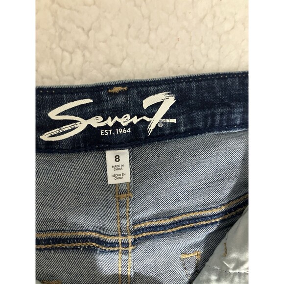 Seven7 Women's Slim Straight Jeans Size 8 Birch Blue Dark Wash Denim Stretch - Picture 3 of 11